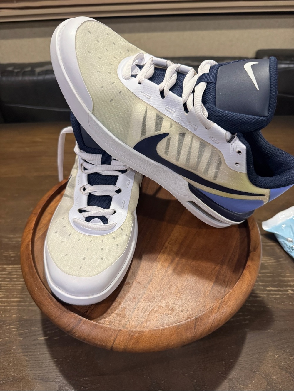 Nike Kids Navy and Cream Low-Top Sneakers with White Accents
